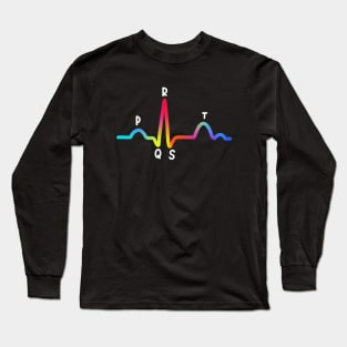 Hand Drawn Rainbow Electrocardiogram Long Sleeve T-Shirt